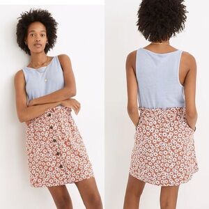 NWT Madewell Paperbag Button-Front Mini Skirt in Falling Daisies S